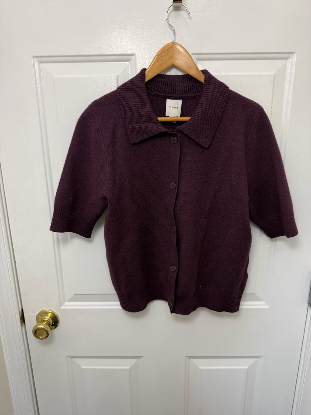 Maeve Purple Kinsley Short Sleeve Knit Cardigan Size Medium - Picture 1 of 6